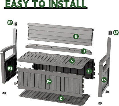 80 Gallon Outdoor Storage Bench Spacious Storage Box Waterproof Resin Deck Box - Image 7
