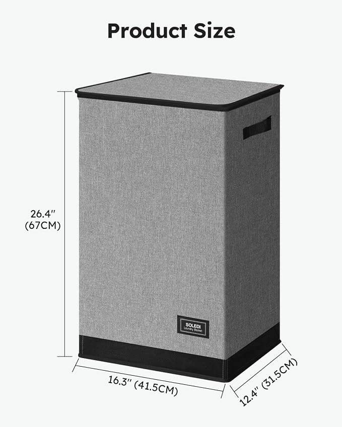 SOLEDI Laundry Hamper with Lid 90L Large & Tall Collapsible Laundry Basket - Image 9