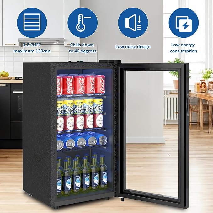 Beverage Refrigerator Cooler, 120 Can/3.2 Cu.Ft Mini Fridge - Image 3