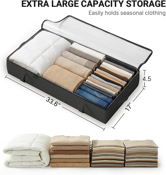 TidyCorner 2-Pack Under Bed Storage Containers, 4.5 Inches Tall Low Profile - Image 3