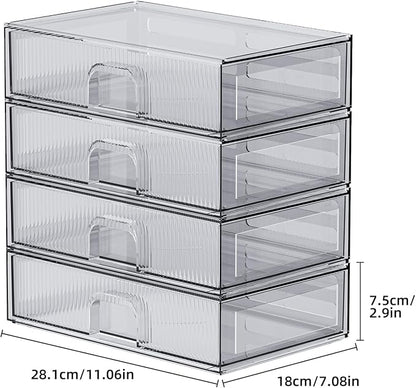 ZHIAI Stackable Storage Drawer, 4 Piece Acrylic Organiser - Image 3