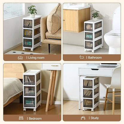 Plastic 3 Drawer Storage Organizer, Narrow Plastic Storage Drawers - Image 7