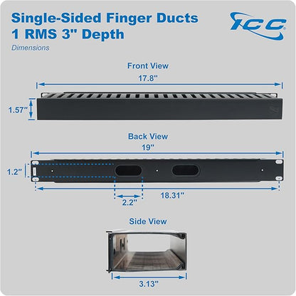 ICC 1U Finger Duct Cable Manager Panel - Image 7