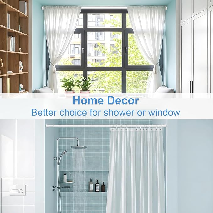 Shower Curtain Rod 45-77 Inch Adjustable Shower Rod White Tension Rod Spring - Image 6