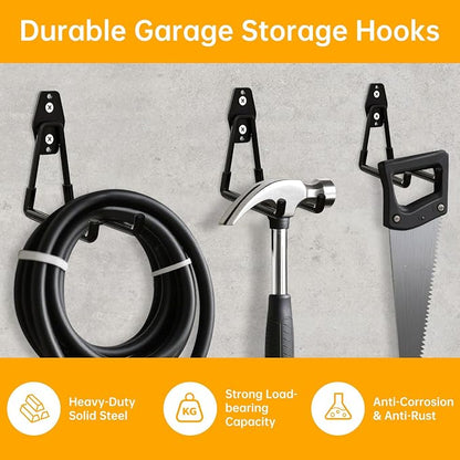 WIN&YING 6 Pack Steel Garage Storage Hooks, Heavy Duty Wall Mounted Storage - Image 5