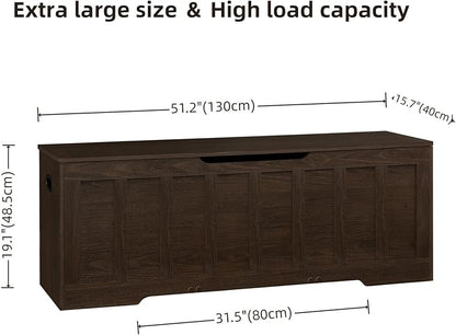 VANKILEY 51.2" Storage Chest Extra Large, Wooden Storage Bench, Espresso | Chest - Image 3