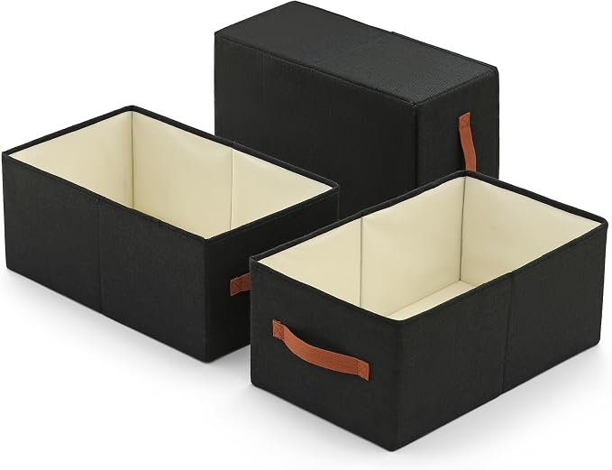 linen closet organizers and storage, 3 Pack Large Storage Baskets, Clothing by Unknown