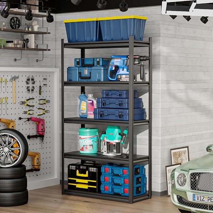 72" H Garage Shelving, 5-Tier Heavy Duty Shelving Unit, 3000LBS Adjustable - Image 2
