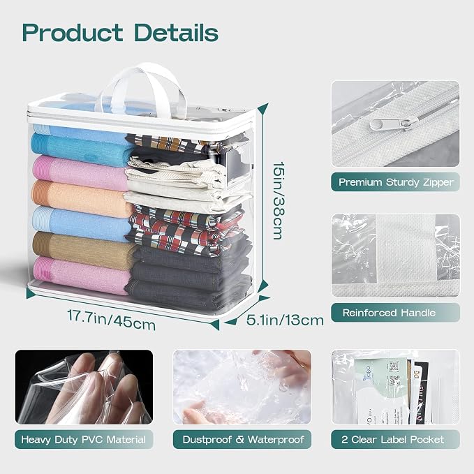 10PACK Clear Zippered Storage Bags - Image 2