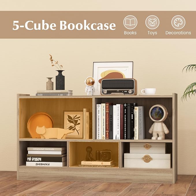 Giantex 5-Cube Bookcase, Freestanding 3-Tier Bookshelf - Image 4