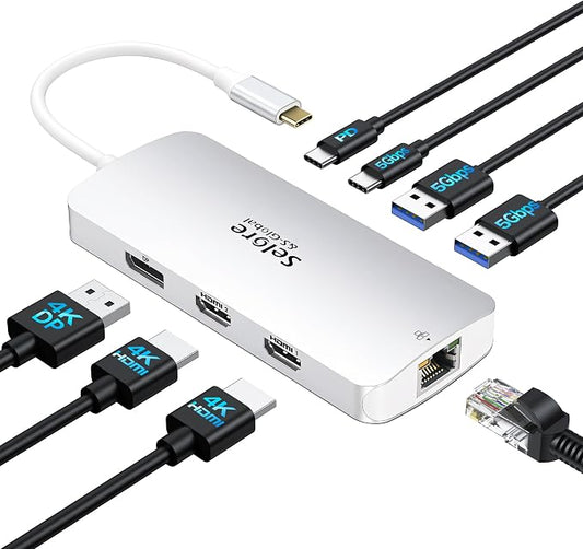 USB C Docking Station Dual Monitor, Selore Docking Station 3 Monitors Triple 4K by SeloreS-Global