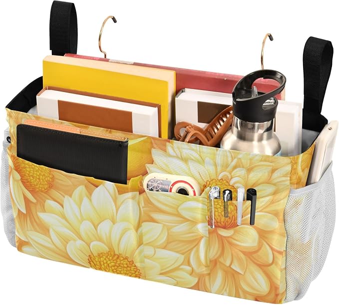 Bright Yellow Chrysanthemum Flowers and Lemon Bedside Caddy - Image 3