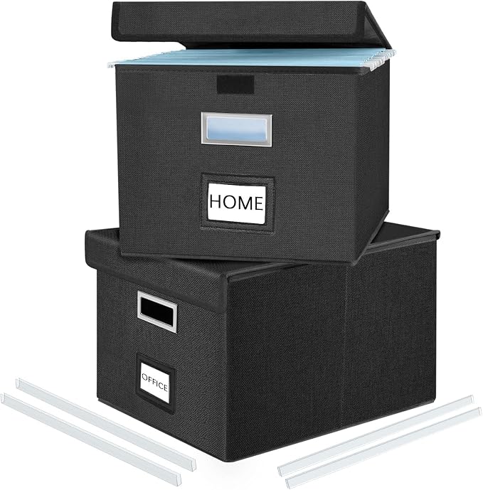 File Organizer Box with Lids, Collapsible File Folder Organizer | File Box with by Huolewa