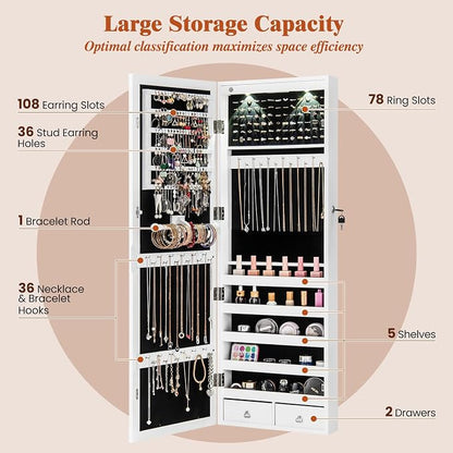 Giantex Jewelry Armoire Wall Door Mounted, Lockable Jewelry Cabinet - Image 4