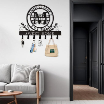 Personalized Key Holder for Wall, Custom Family Name Metal Wall Key Hanger - Image 2