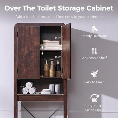 Over the Toilet Storage Cabinet, 69.69" Curved Bathroom Storage Organizer - Image 4