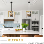 ANKYLHUA Small Black Gold Chandelier,6-Lights Ceiling Light Fixture E12,Adjustable Hight Pendant Lights Kitchen Island,Chandeliers for Dining Room Bedroom,Entryway,Foyer