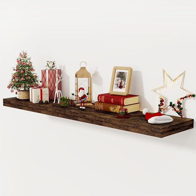 Floating Shelves 55 Inch Long, 55 x 12 Large Floating Shelf Wall Mounted by FunMemories