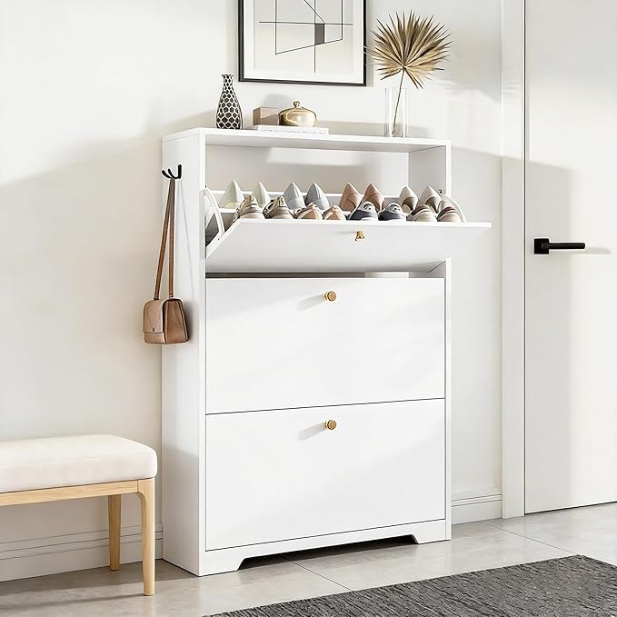 Nicetree Shoe Cabinet with 3 Flip Drawers, Modern Entryway Organizer, by Nicetree