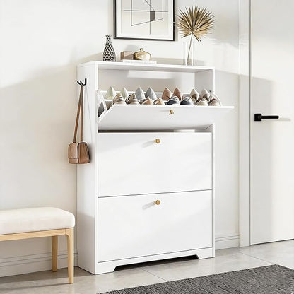 Nicetree Shoe Cabinet with 3 Flip Drawers, Modern Entryway Organizer, by Nicetree