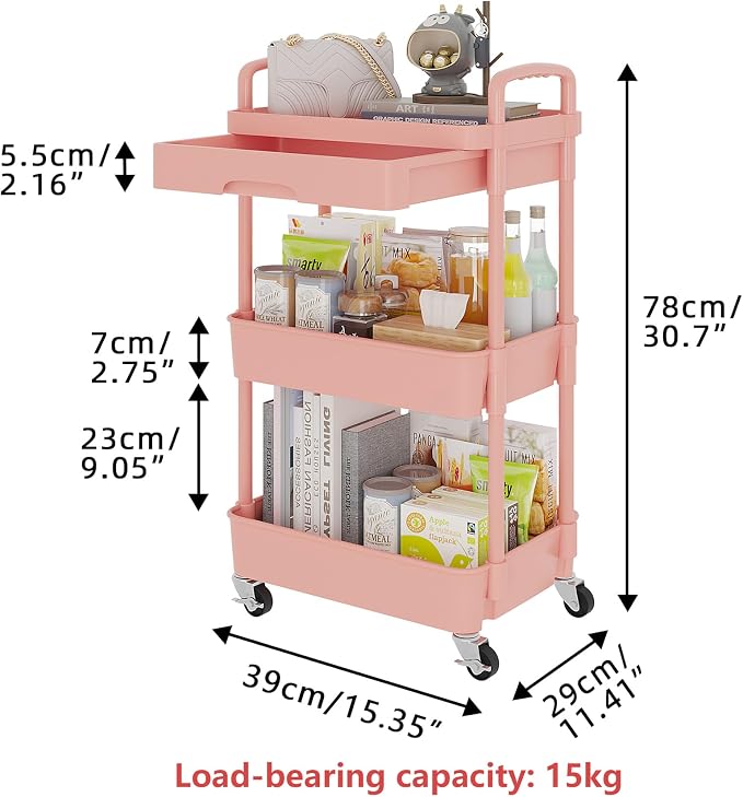 Calmootey 3-Tier Rolling Utility Cart - Image 5
