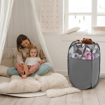 TECHMILLY Pop Up Foldable Laundry Basket, Mesh Laundry Hamper - Image 6