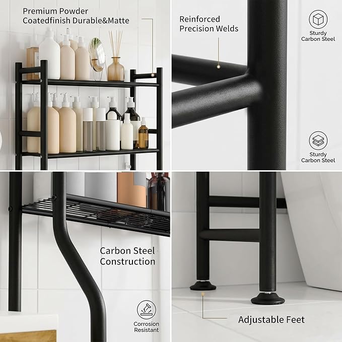 GloTika 3-Tier Over Toilet Storage, 2 Baskets | Anti-Tilt Safety System - Image 6