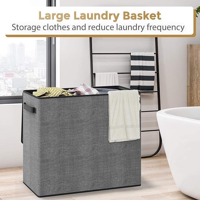 180L Laundry Hamper 3 Section, Large Laundry Basket - Image 4