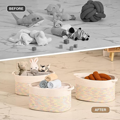 DUHEL Cotton Rope Woven Storage Basket, Used - Image 3