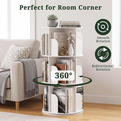 3 Tier Rotating Bookshelf Tower, Round Spinning Bookshelf | 360°revolving - Image 5