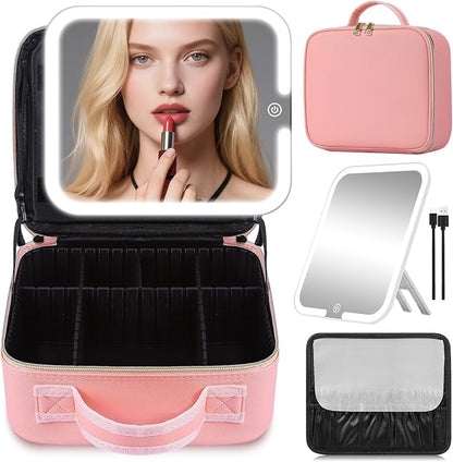 Travel Makeup Bag with Removable Mirror, Cosmetic Organizer Bag with Mirror by Jadazror