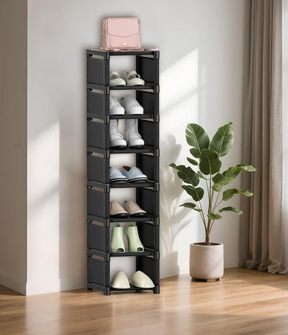 8-Tier Shoe Rack Organizer, Vertical Narrow Space Saving Storage Metal Free - Image 7