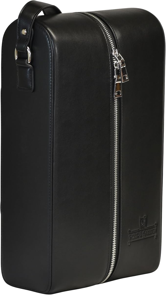 POUR & GARNISH Bourbon, Whiskey & Wine Double Bottle Travel Bag – Vegan Leather - Image 4