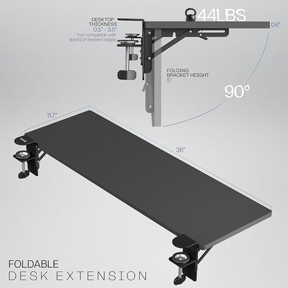 VIVO Black Clamp-on 36 x 12 in Desk Extender, DESK-EXT36 | Foldable, Wrist - Image 4