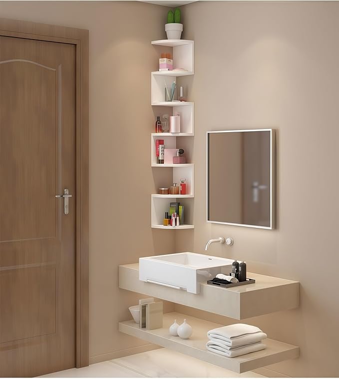 7-Tier Corner Shelf Wall Mount, Screw-Mounted Floating Bookshelf - Image 7