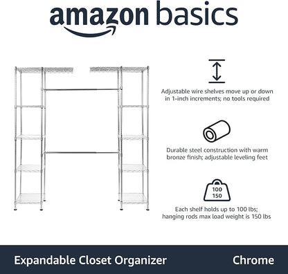 Amazon Basics Expandable Adjustable Metal Closet Organizer - Image 3