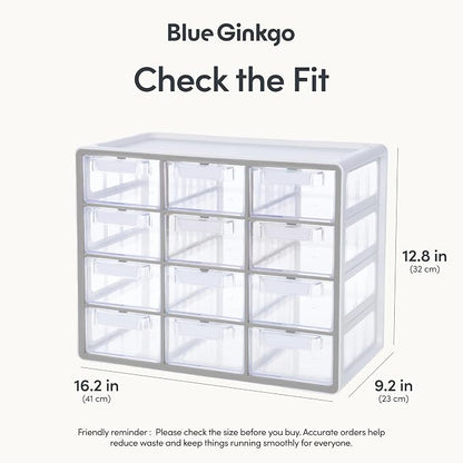 Blue Ginkgo Large 12-Drawer Cabinet – Stackable Clear Organizer - Image 2