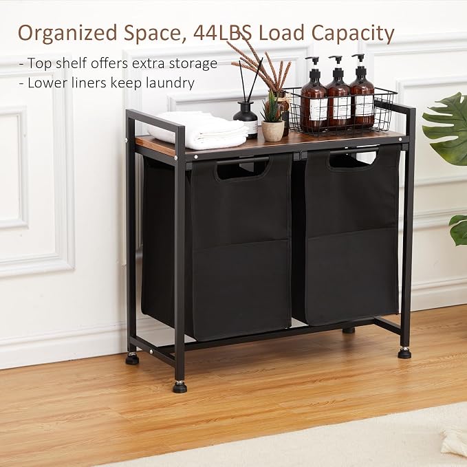 2 Section Laundry Sorter with Wheels, 87L Large Capacity Rolling Laundry Hamper - Image 3