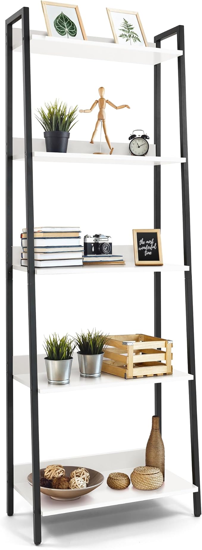 CAPHAUS 5 Tier Ladder Bookshelf, 24 Inch Width Free Standing Shelf, Bookcase by CAPHAUS