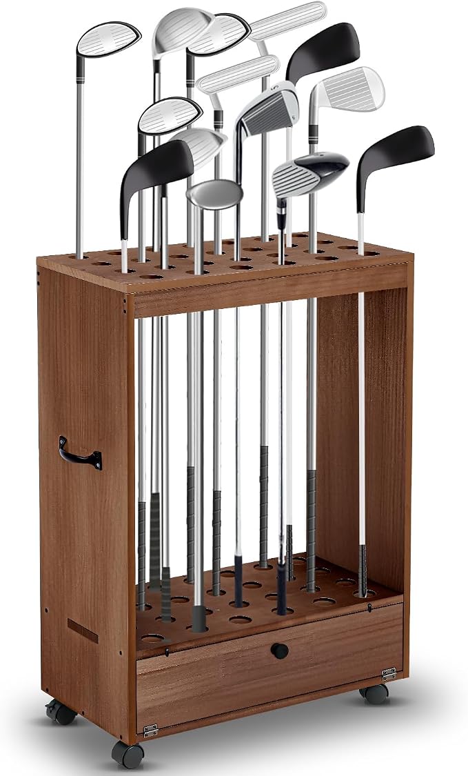 27 Hole Golf Club Stand Holder Wooden Golf Club Organizer Putter Display Rack by Silipull