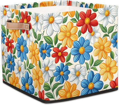 TropicalLife 13x13x13 Inch Large Fabric Storage Cube Boho Flower Foldable by TropicalLife