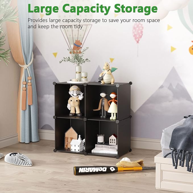 C&AHOME Plastic Cube Storage Organizer, 4-Cube Shelves Units, Portable Closet - Image 2