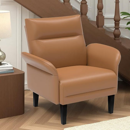 2-Pack Faux Leather Accent Sofas, Symmetrical Shawl Armchairs - Image 8