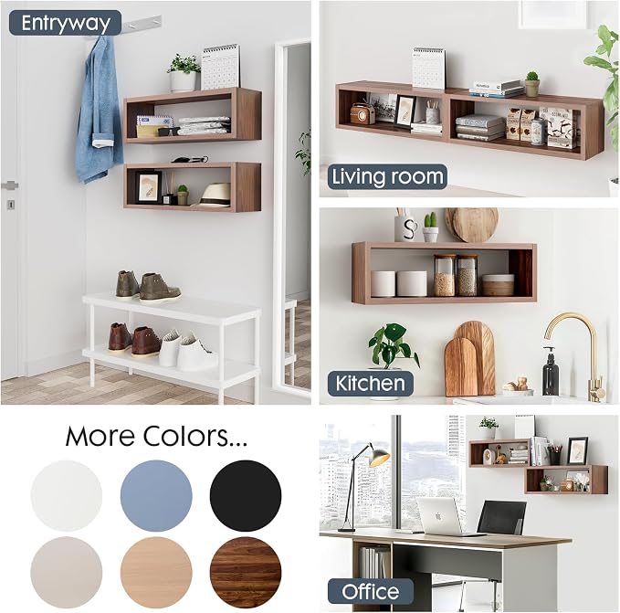 24in Floating Cube Shelves Set of 2, Display Shelves Wall Mount, Decorative - Image 5