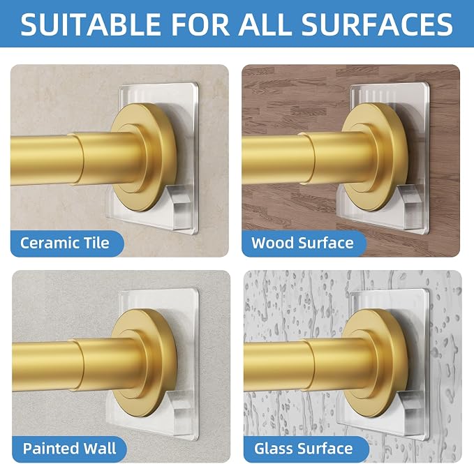 CorkLatta Gold Adjustable Shower Curtain Rod 32 to 80 inch - Image 6