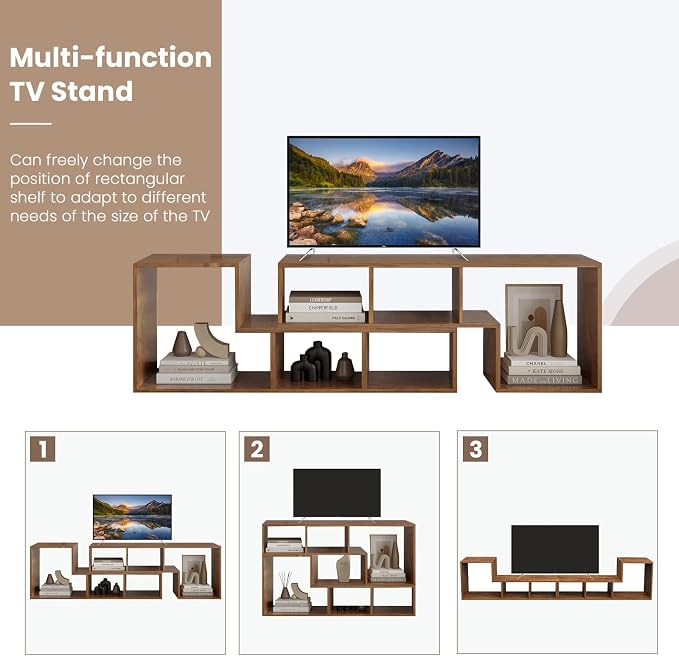 Recaceik Cube Bookshelf 2 Shelf Bookcase L-Shaped TV Console Stand Modern - Image 6