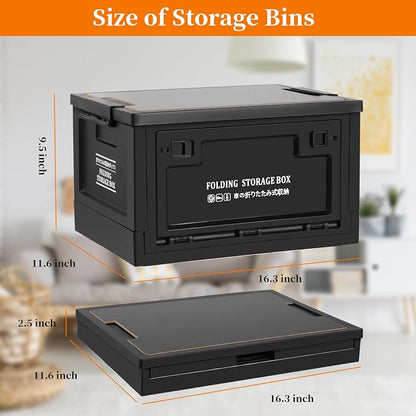 Collapsible Storage Bins with Lids, Portable Foldable Box with 2 Side Doors - Image 2
