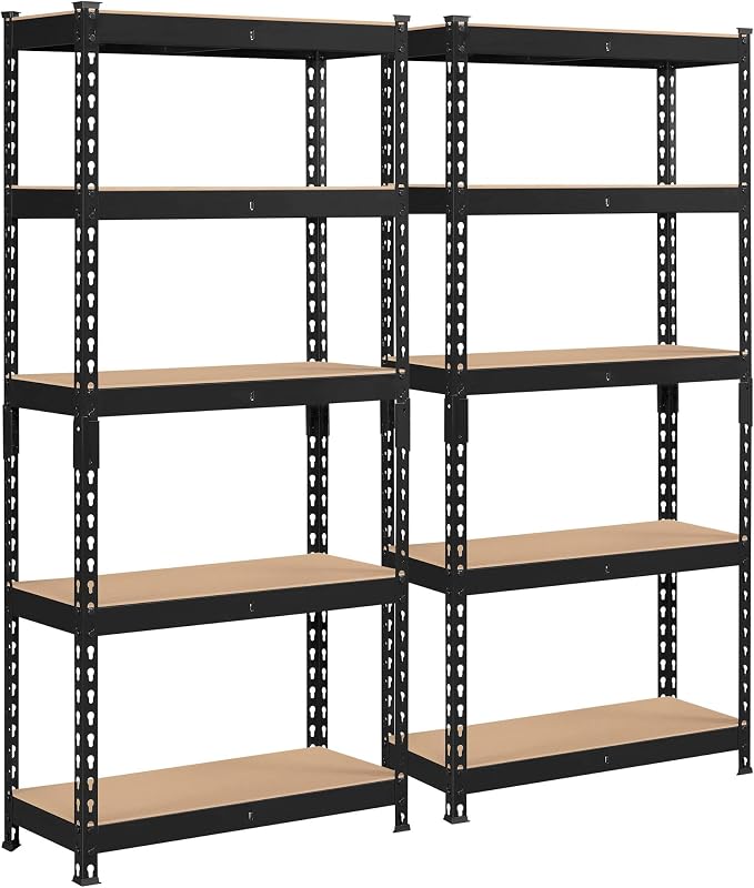 Topeakmart 2 PCS 5-Tier Utility Shelves, Metal Storage Shelves Garage Shelving by Topeakmart