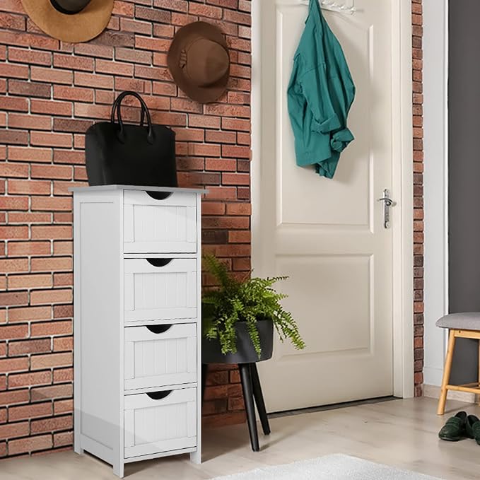 Bonnlo Skinny Bathroom Floor Storage Cabinet, Wooden Modern Thin Free Standing - Image 6