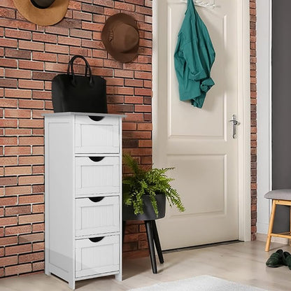 Bonnlo Skinny Bathroom Floor Storage Cabinet, Wooden Modern Thin Free Standing - Image 6